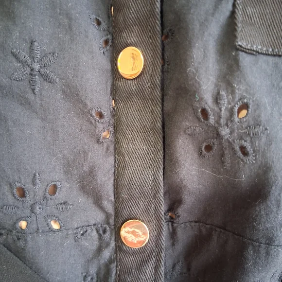 ๐ For Love And Lemons Black Eyelet Lace Cropped Jumpsuit Sz.XS - Picture 12 of 14